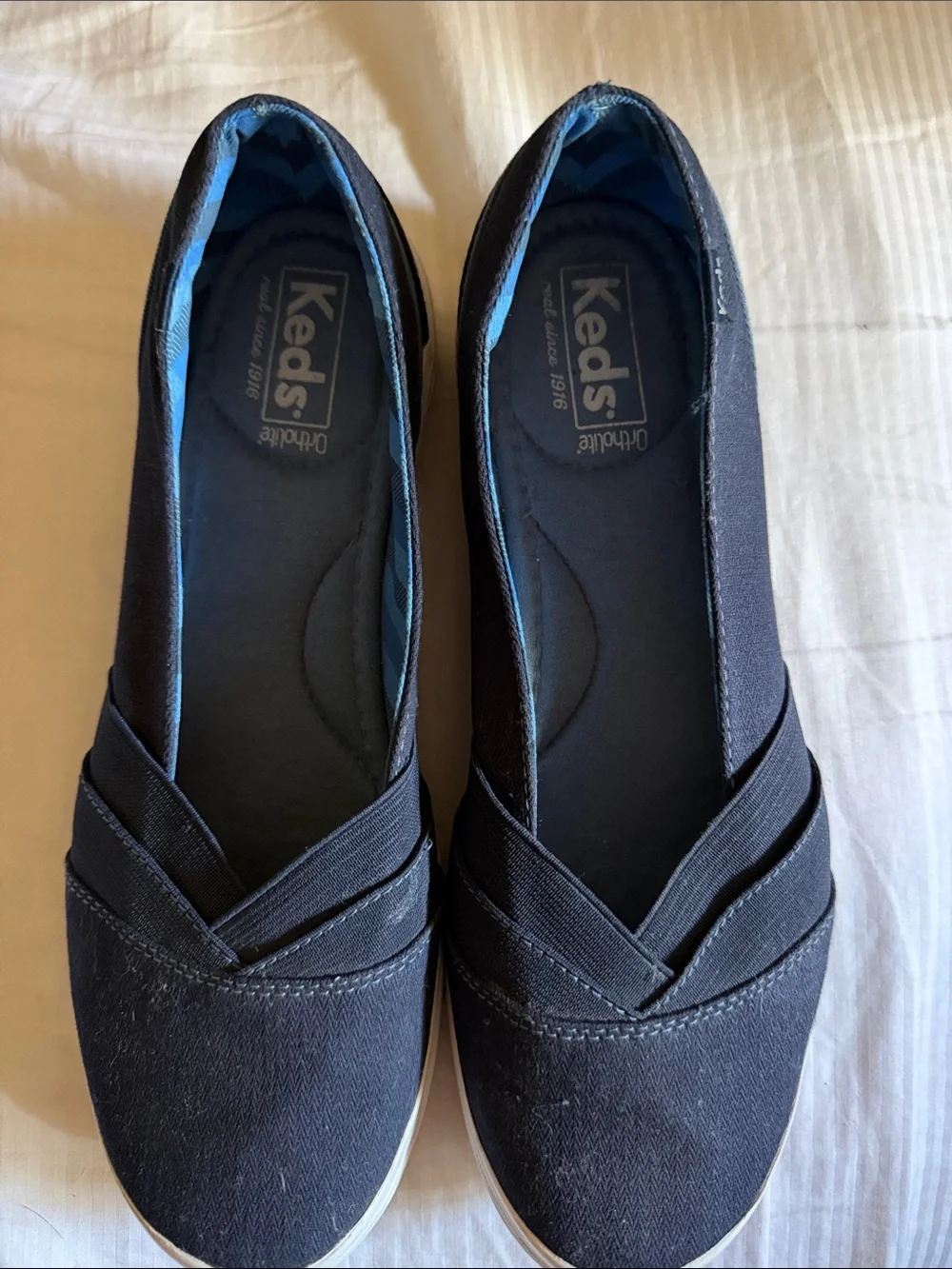 Keds Navy Blue Slip-On Sneakers with White Soles in Excellent condition
